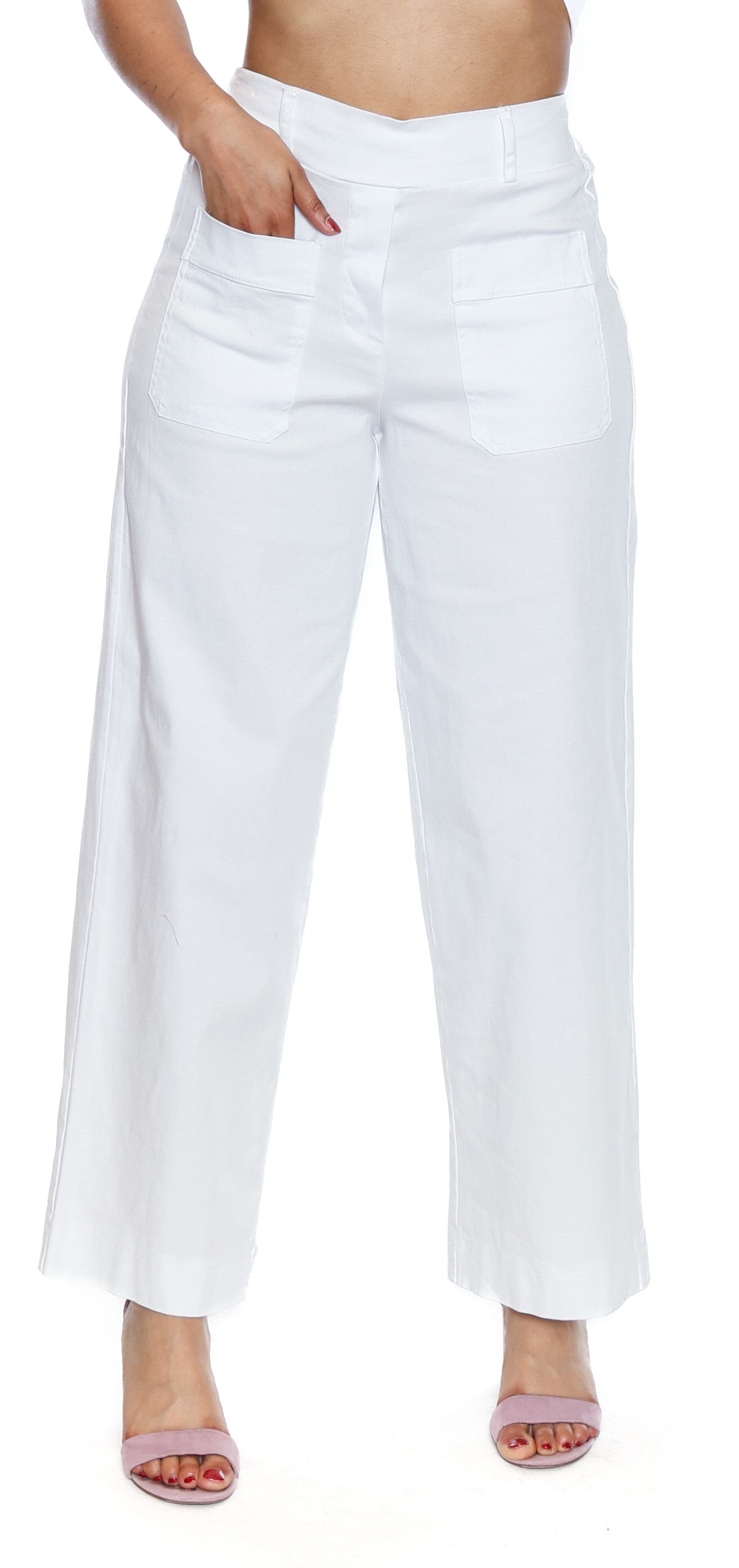 Sorella Wide Leg Pants-White L5883 - The Coach Pyramids