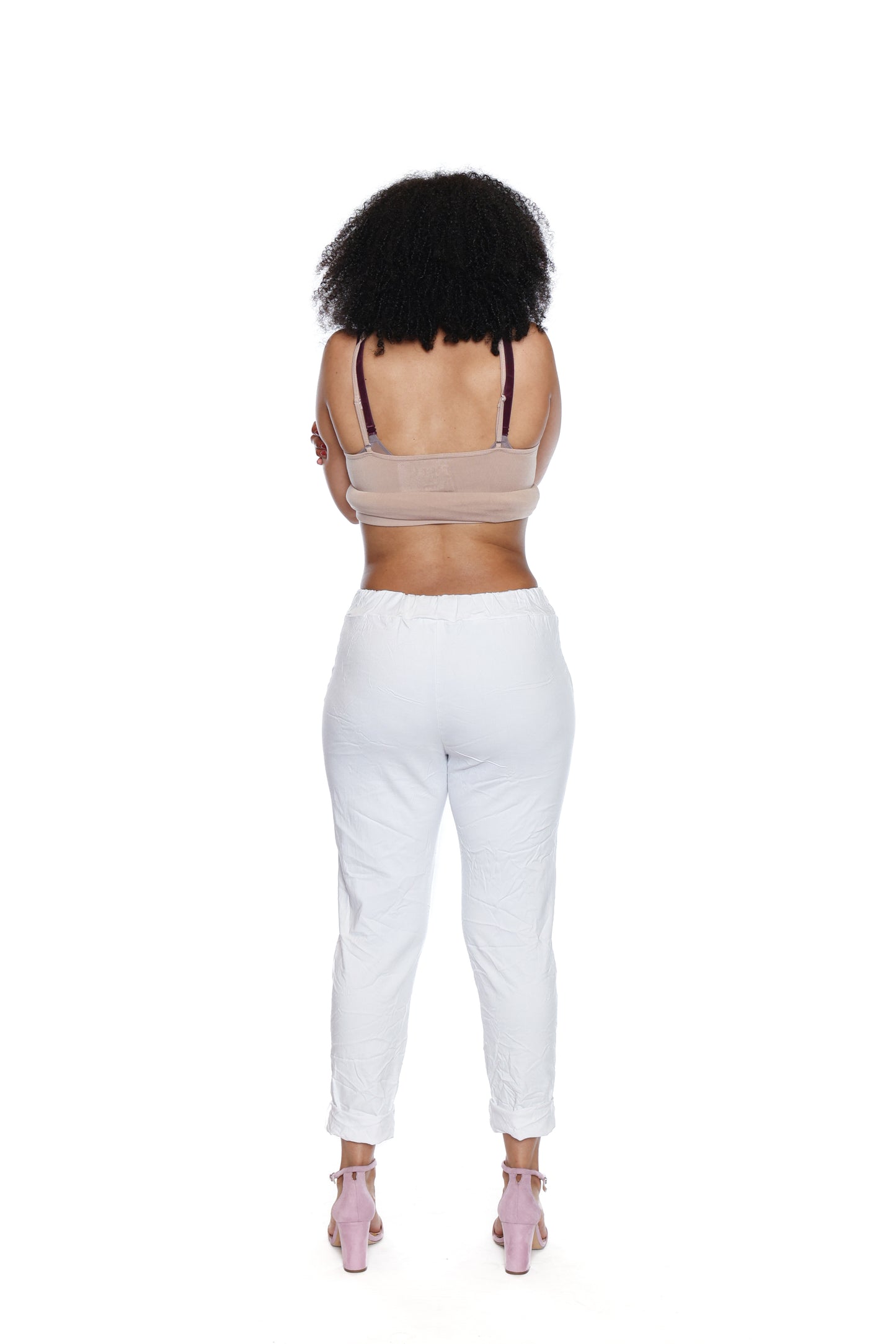 Sorella Stretch Pants W/Pockets And Rhinestones-White L5884 - The Coach Pyramids