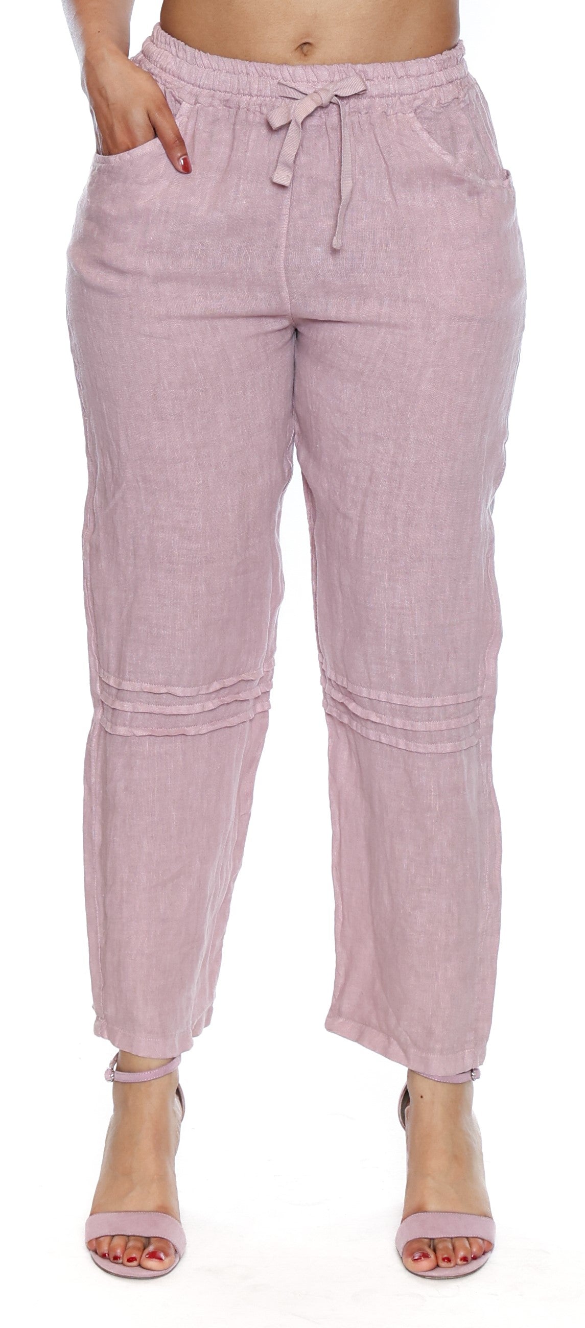Sorella Linen Pant W/Drawstring-Pink L5921 - The Coach Pyramids