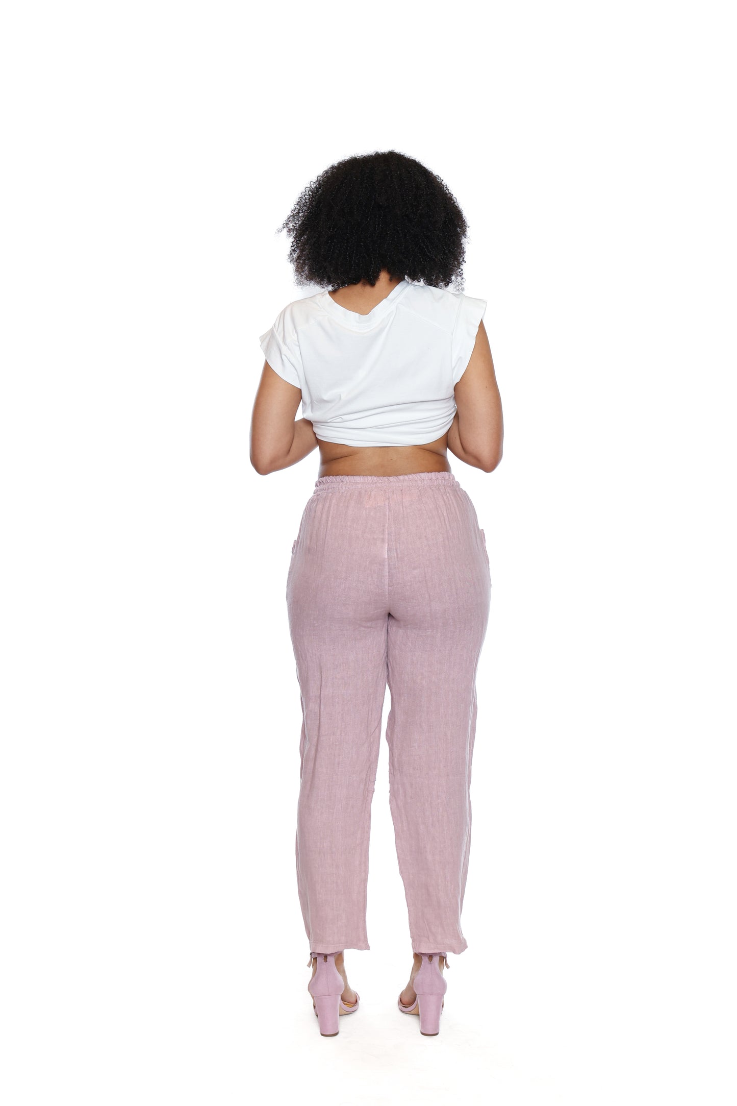 Sorella Linen Pant W/Drawstring-Pink L5921 - The Coach Pyramids
