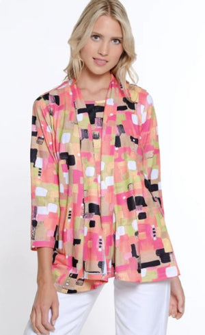 Multiples-Spring/Summer 2025-M15110JM-3/4 Sleeve  Jacket W/Tank Top-Multi - The Coach Pyramids