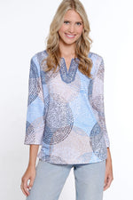 Multiples-Spring/Summer 2025-M15303TM-3/4 Sleeve Embroidered Print Knit Top-Multi