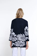 Multiples-Spring/Summer 2025-M15503KM-3/4 Sleeve 2 Pocket Stripe Jacquard Jacket -Midnight
