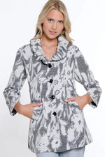 Multiples-Spring/Summer 2025-M15611JM-3/4 Sleeve Button Front Pattern Jacket-White