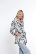 Multiples-Spring/Summer 2025-M15611JM-3/4 Sleeve Button Front Pattern Jacket-White
