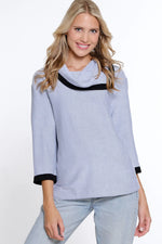 Multiples-Spring/Summer 2025-M15612TM-3/4 Sleeve Rib Knit Top W/Button-White