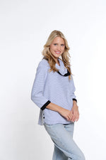 Multiples-Spring/Summer 2025-M15612TM-3/4 Sleeve Rib Knit Top W/Button-White