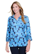 Multiples-M16108TM-3/4 Sleeve Y Neck Print Top-Multi - The Coach Pyramids