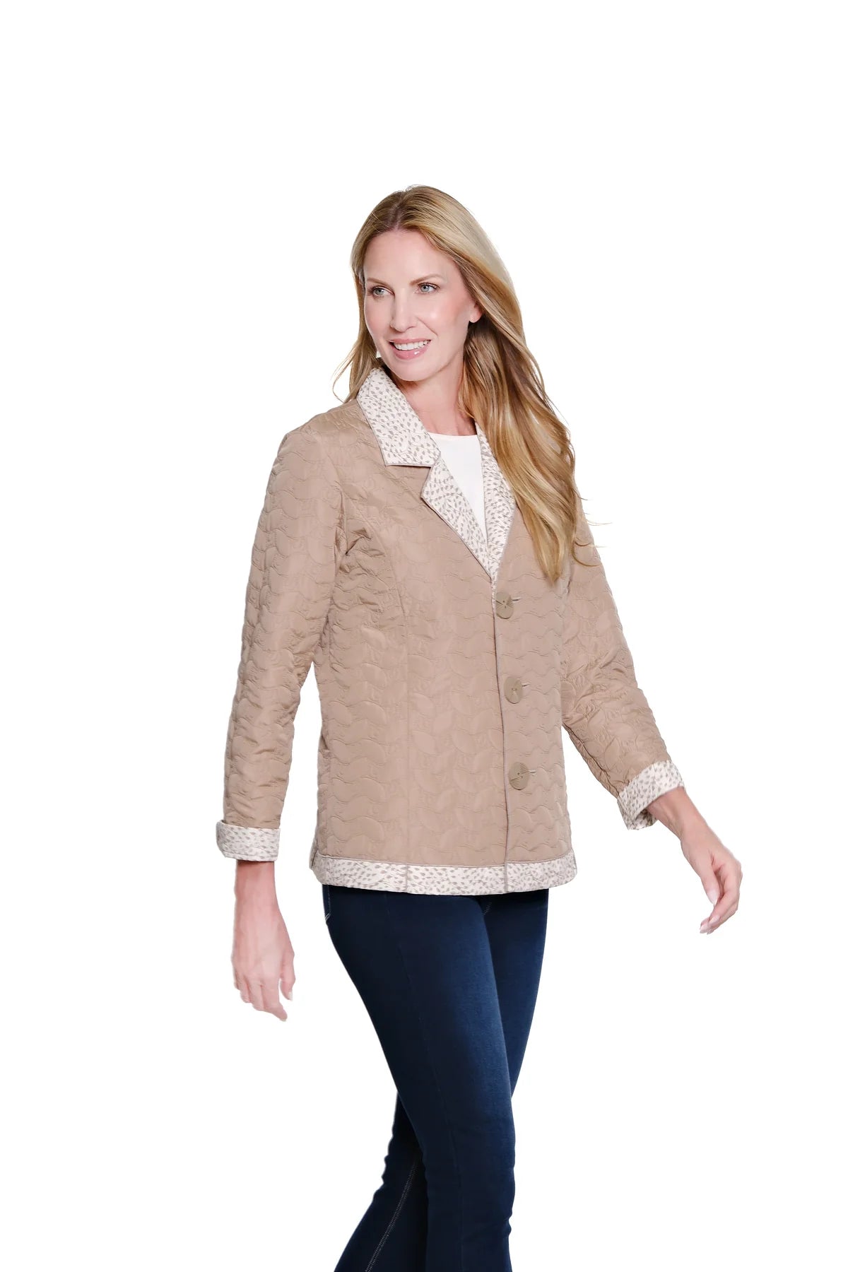 Multiples-M16212JM-Reversible Print Woven Jacket-Soft White - The Coach Pyramids