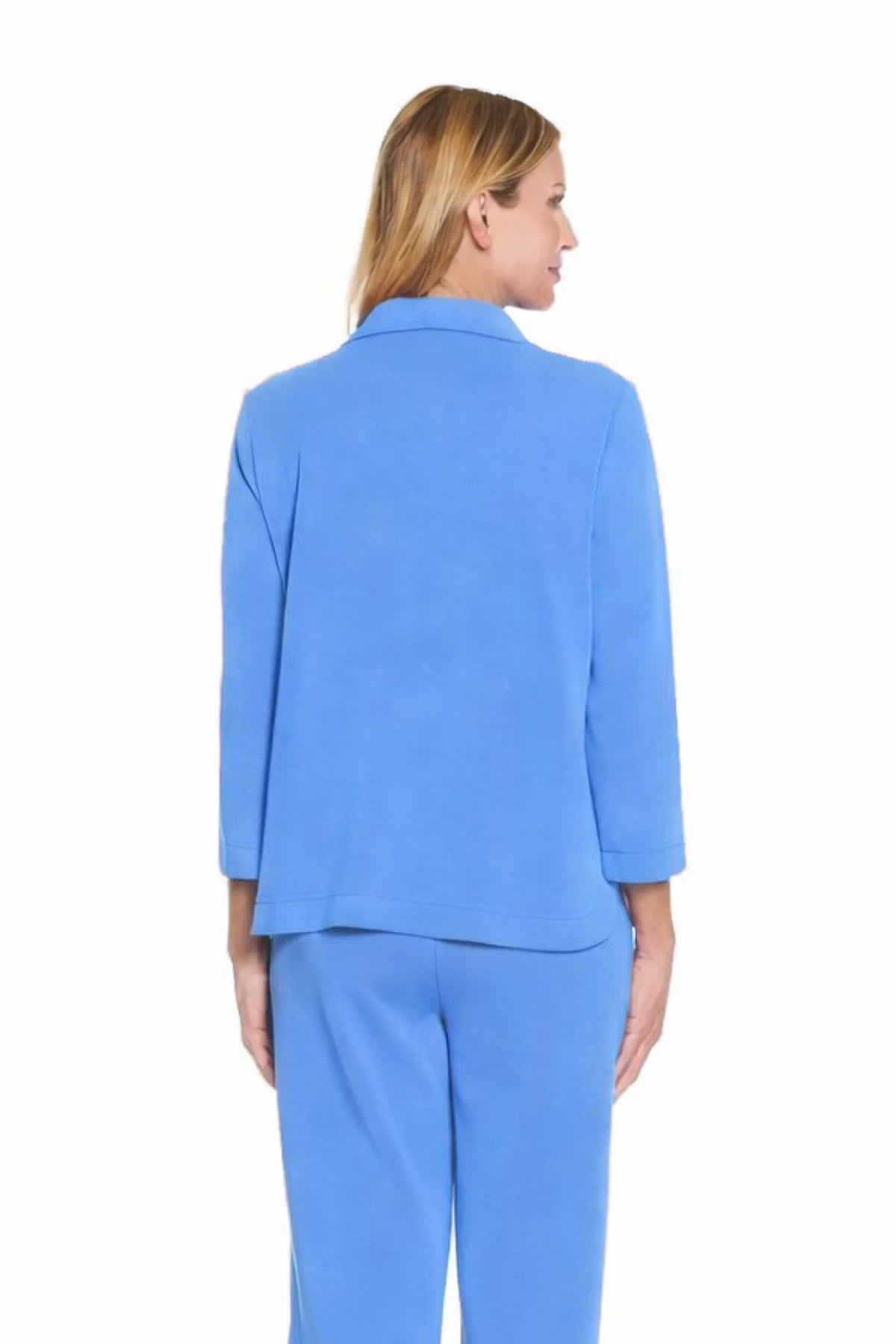 Multiples-M16723TM-Johnny Collar V Neck Top-French Blue - The Coach Pyramids