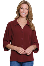 Multiples-Fall/Winter 2025-M35110BM-Turn Up Cuff Dolman Sleeve Shirt-Port - The Coach Pyramids