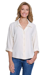 Multiples-Fall/Winter 2025-M35110BM-Turn Up Cuff Dolman Sleeve Shirt-Soft Ivory - The Coach Pyramids