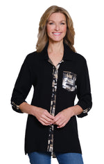 Multiples-Fall/Winter 2025-M35308-Roll Tab L/S 3/Pocket Hi Lo Shirt-Multi - The Coach Pyramids