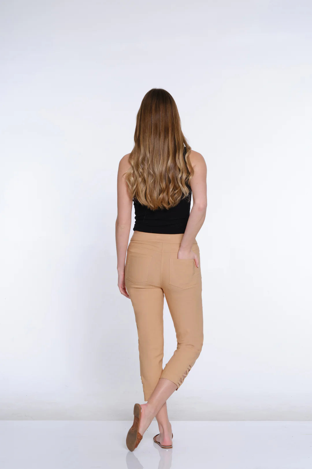 Multiples-Spring/Summer 2025-M44711PM-P/O Fine Line Twill Crop Pant-Camel - The Coach Pyramids