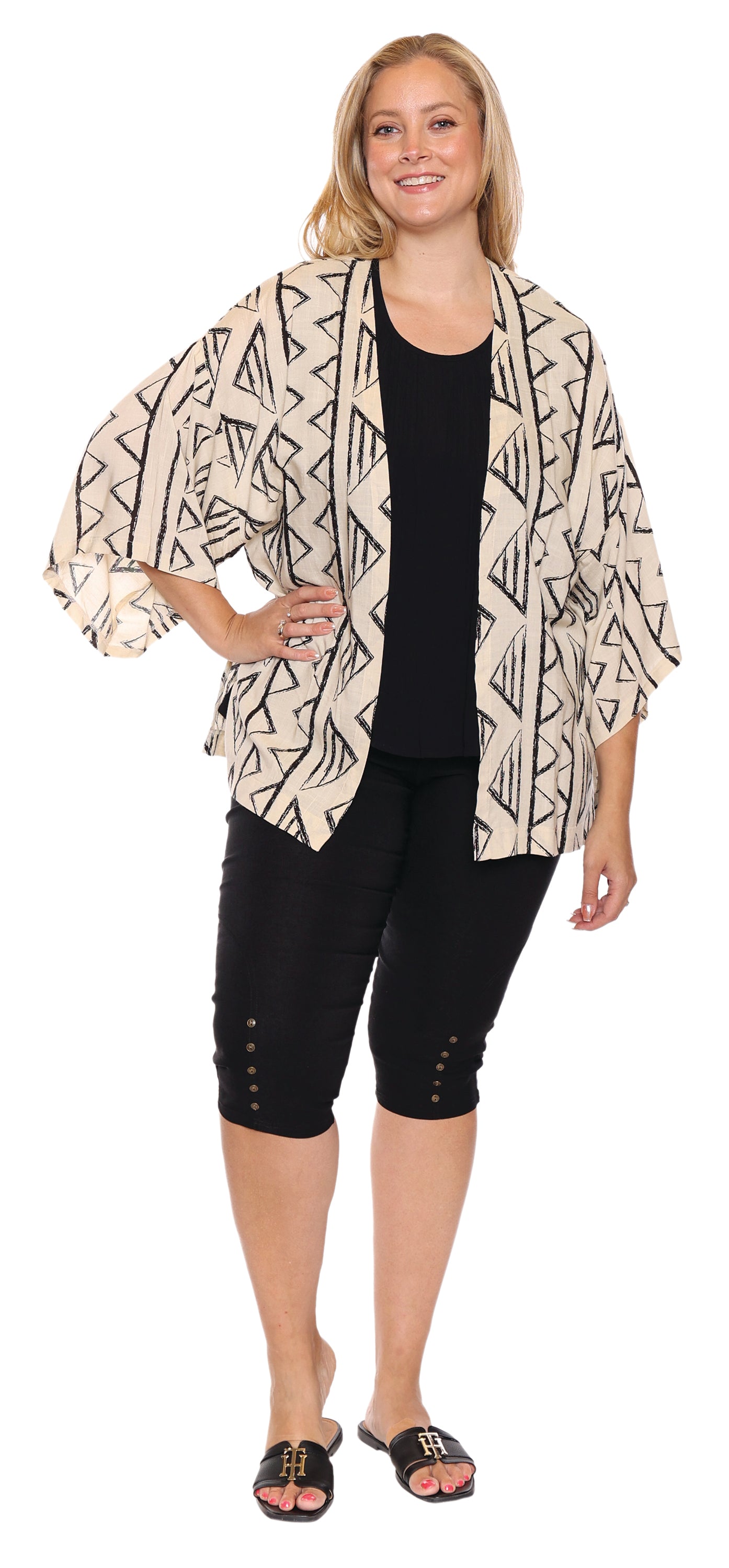 Papa Fashions Spring/Summer 2025-P5239-Printed Viscose Cardigan-Beige - The Coach Pyramids