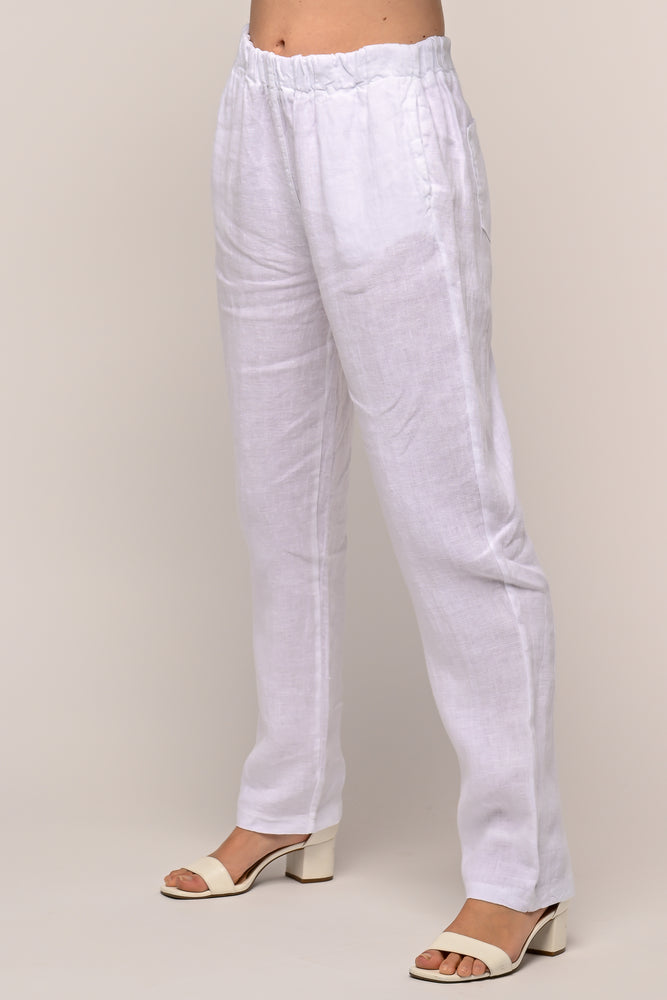 Linen Luv Spring/Summer 2024-PT709-11-French Linen Pant-Bianco - The Coach Pyramids