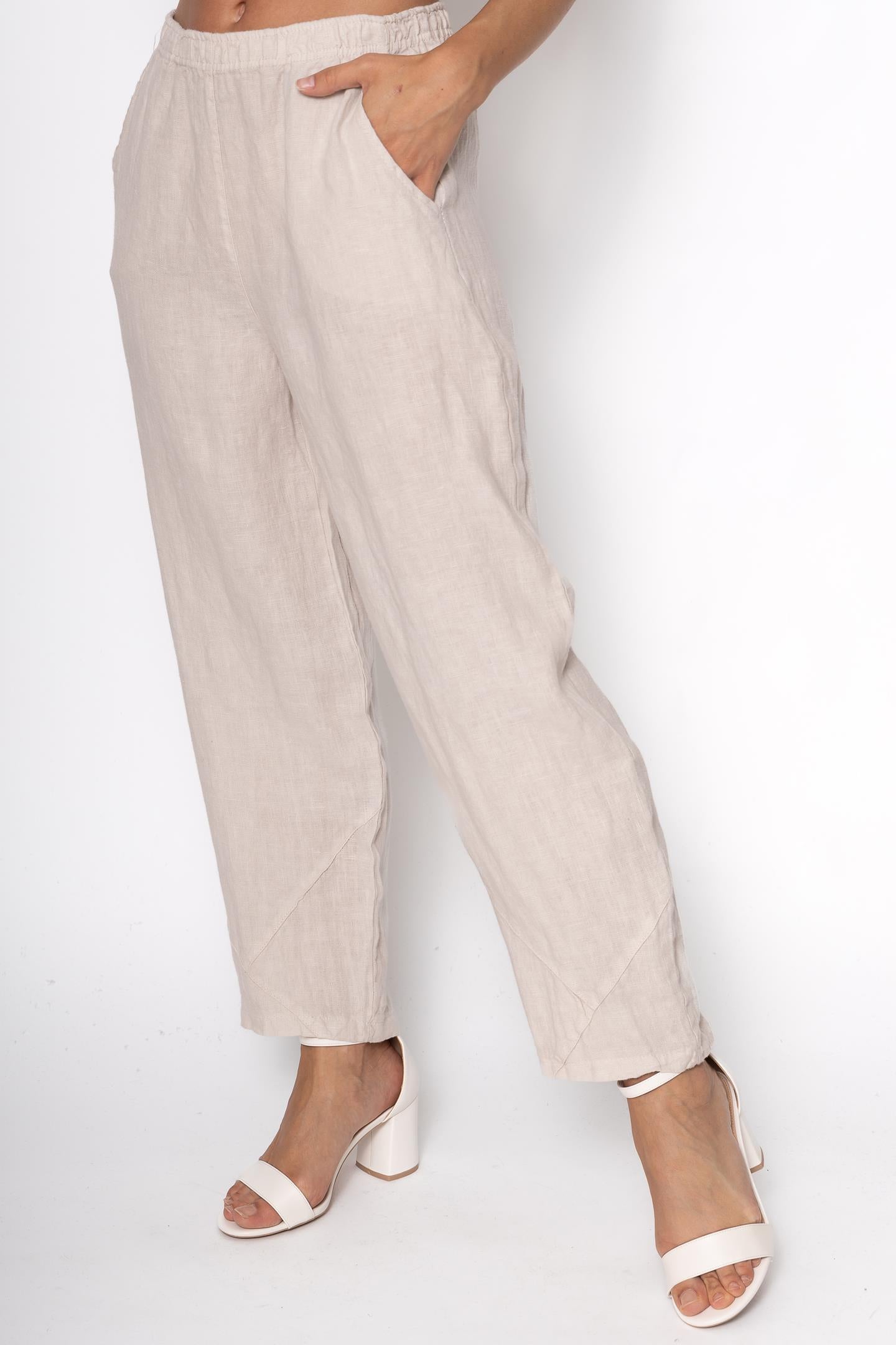 Linen Luv Spring/Summer 2025-PT771-9-French Linen Pant-Beige - The Coach Pyramids