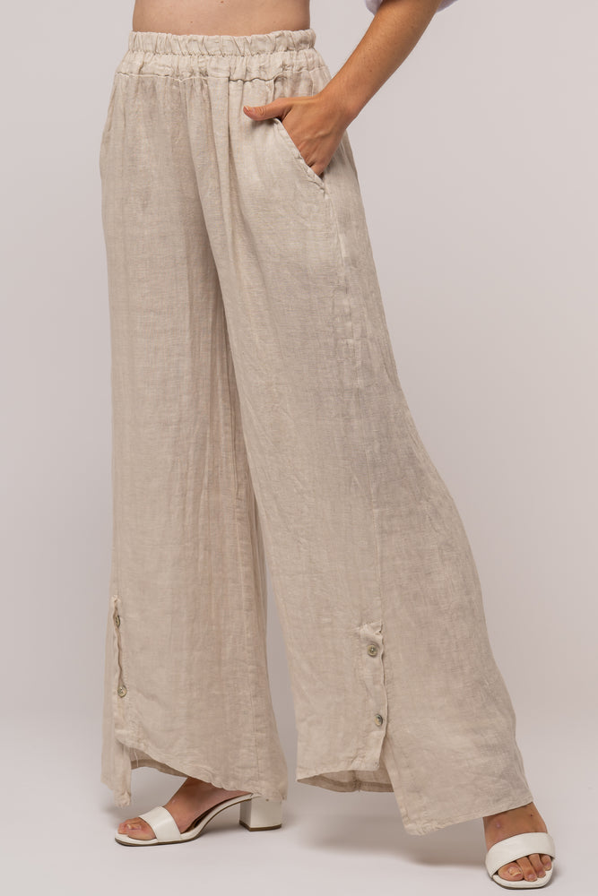 Linen Luv Spring/Summer 2024-PT809-110-French Linen Pant-Sabbia - The Coach Pyramids