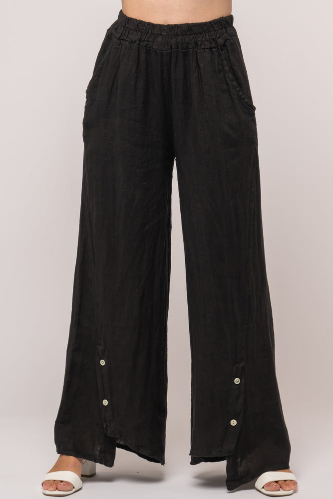 Linen Luv Spring/Summer 2024-PT809-74-French Linen Pant-Nero - The Coach Pyramids