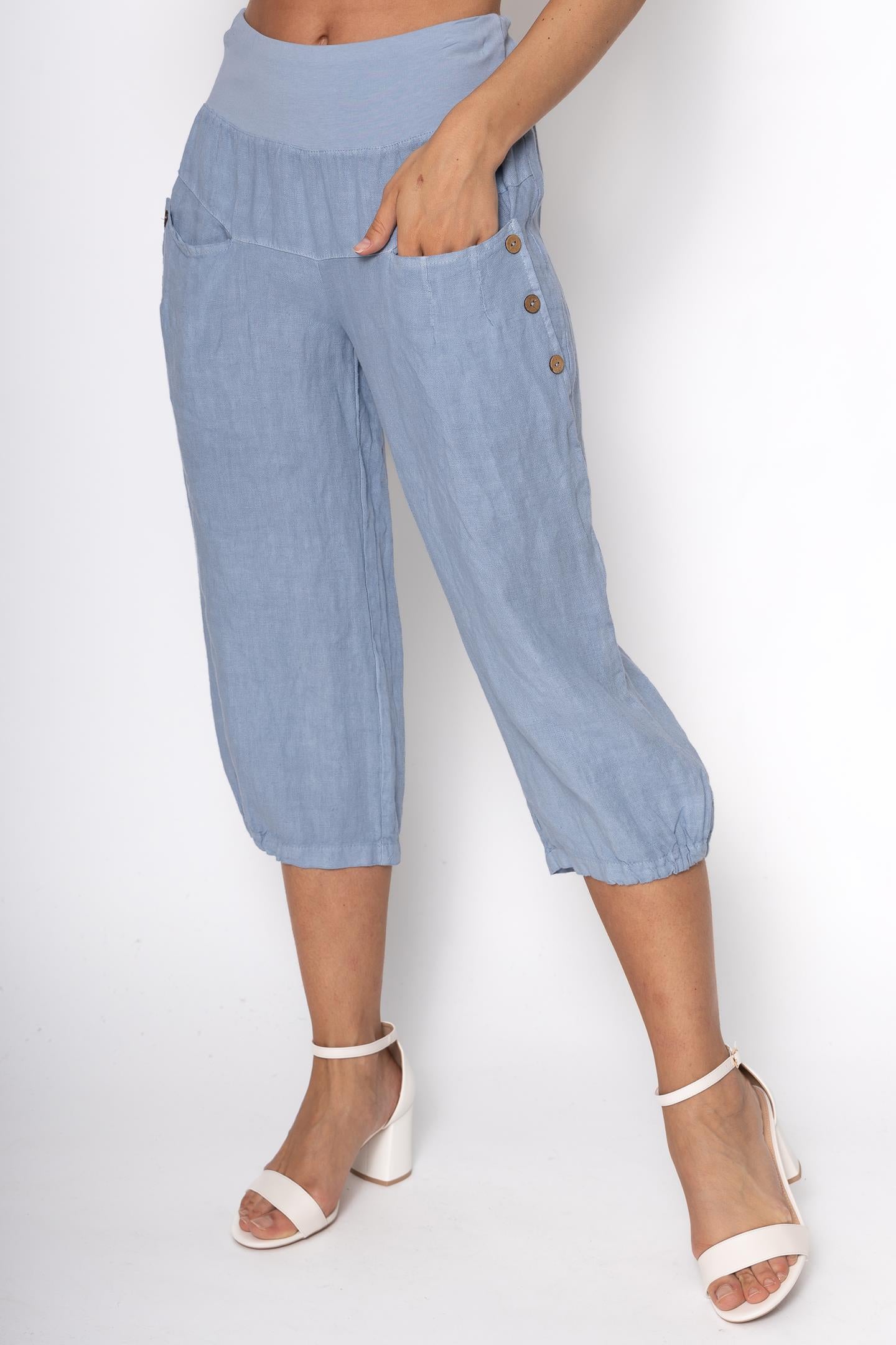 Linen Luv Spring/Summer 2025-PT836-56-French Linen Capri Pant-Jeans - The Coach Pyramids