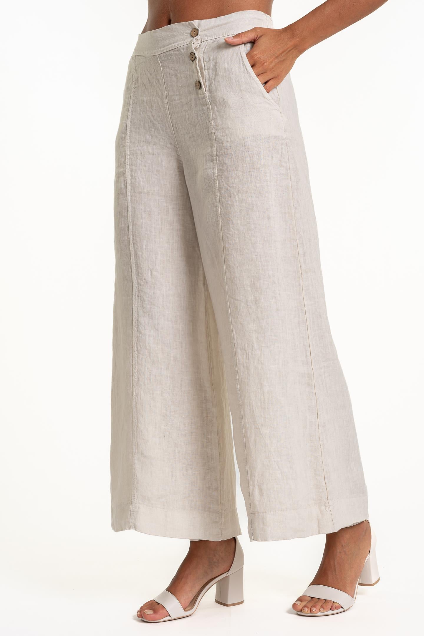 Linen Luv Spring/Summer 2025-PT850-110-French Linen Pant-Sabbia - The Coach Pyramids