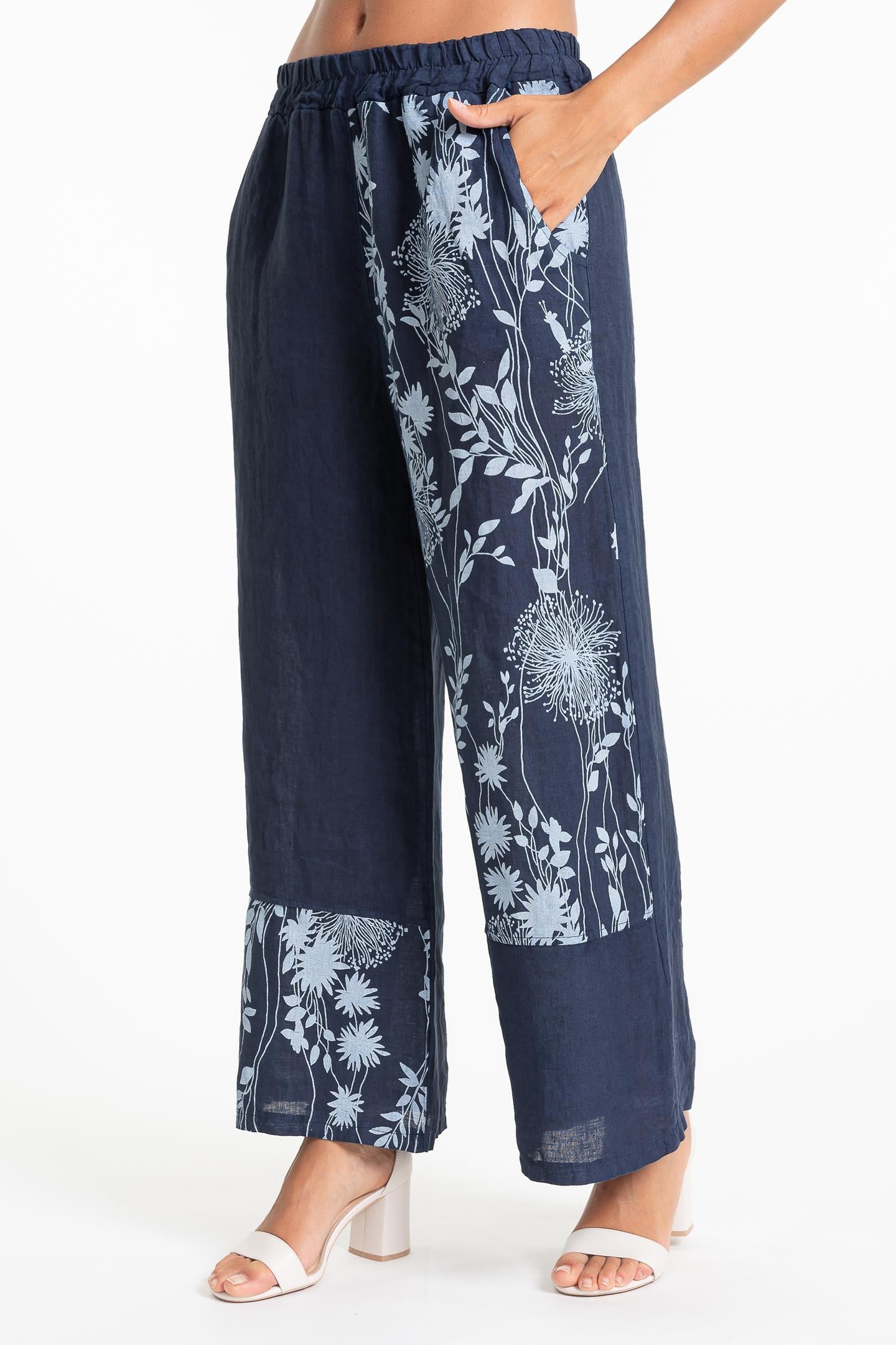 Linen Luv Spring/Summer 2025-PT852P-17-French Linen Pant-Blue/Stripe - The Coach Pyramids
