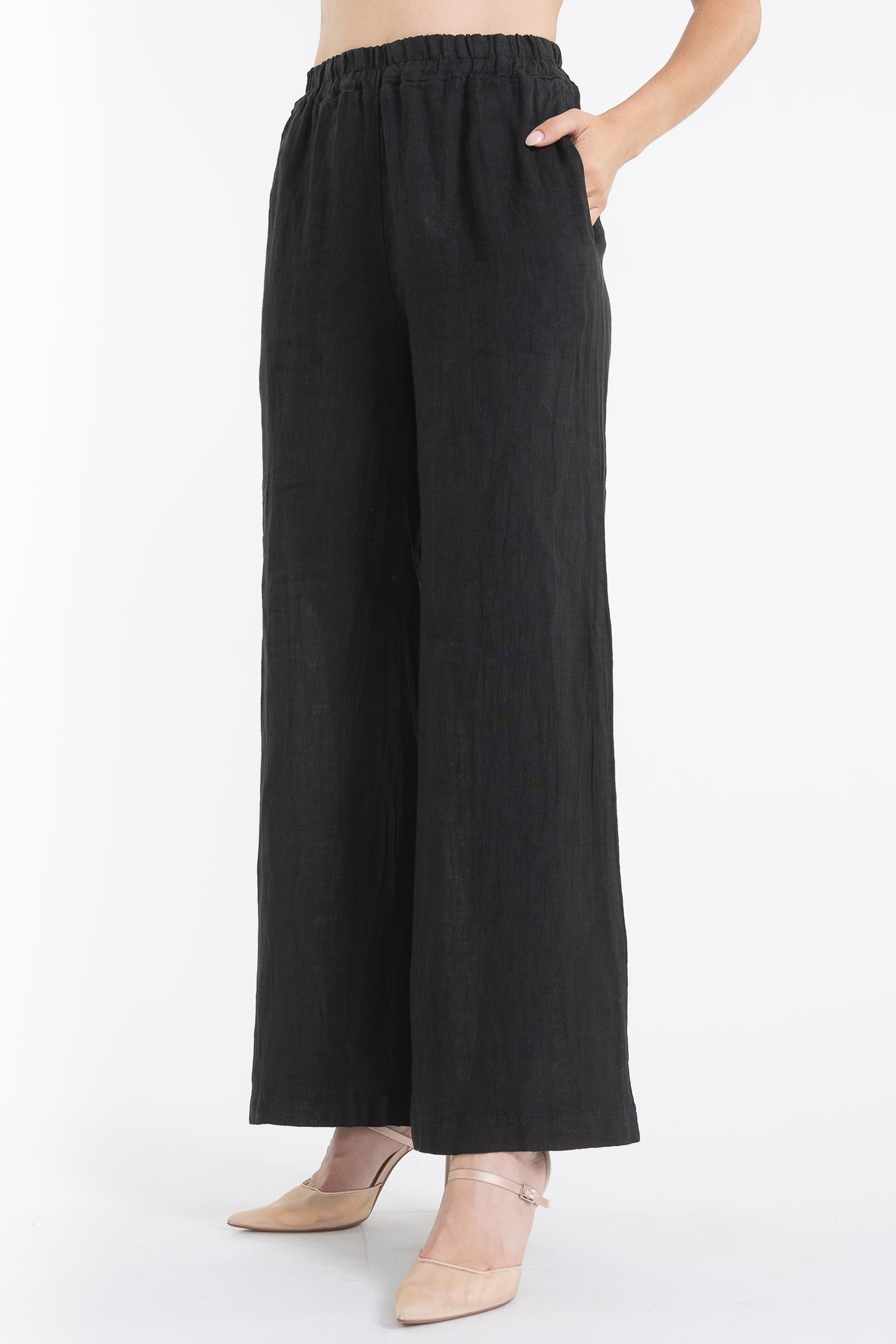 Linen Luv Spring/Summer 2025-PT855-74-French Linen Pant-Nero - The Coach Pyramids
