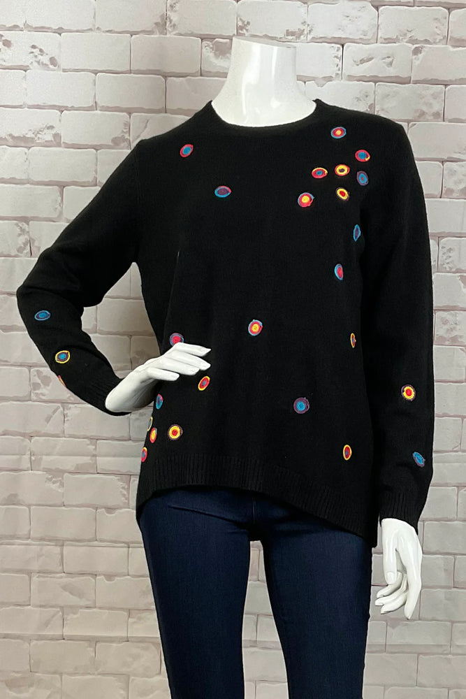 Parkhurst- Fall/Winter 2024-15701-2UV-Whirly Swirly Sweater-Black W/Omre Dots