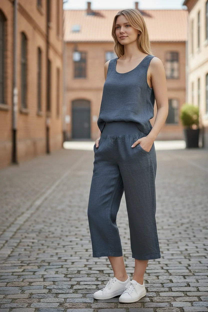 Linen Luv-PT875-158-French Linen Pant-Dark Slate - The Coach Pyramids