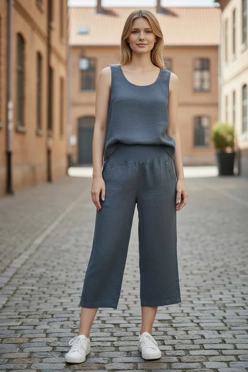 Linen Luv-PT875-158-French Linen Pant-Dark Slate - The Coach Pyramids