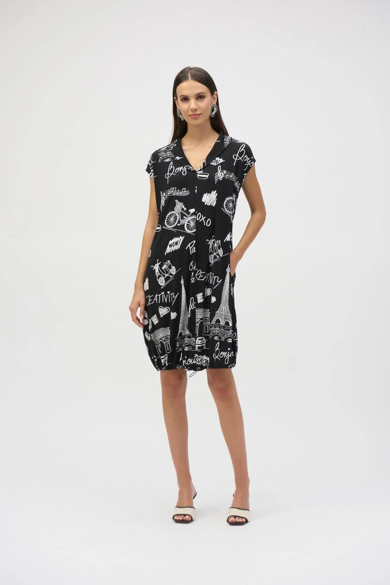 Joseph Ribkoff Summer 2025-252025-110-Dress-Black/Vanilla - The Coach Pyramids