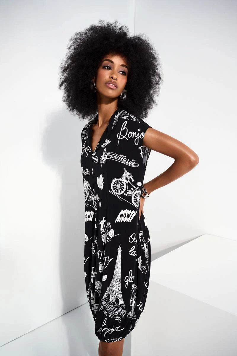 Joseph Ribkoff Summer 2025-252025-110-Dress-Black/Vanilla - The Coach Pyramids