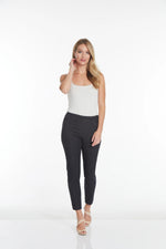 Multiples-Fall/Winter 2025-M2623PF5-P/O Solid Ankle Pant W/Pockets-Black Denim - The Coach Pyramids