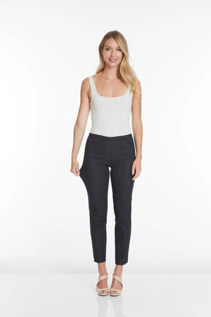 Multiples-Fall/Winter 2025-M2623PF5-P/O Solid Ankle Pant W/Pockets-Black Denim - The Coach Pyramids
