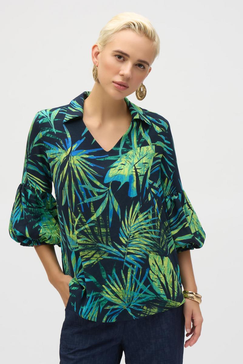 Joseph Ribkoff Summer 2025-252073-3316-Tunic-Midnight Blue/Multi - The Coach Pyramids