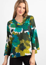 Habitat Fall/Winter 2023-H29201-Floral V Neck-Teal - The Coach Pyramids