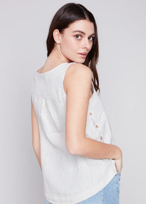 Charlie B  Spring/Summer 2024-C4425RR-O35B-Linen Tank Top-White - The Coach Pyramids