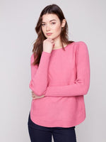 Charlie B Fall/Winter 2025-C2170Z-464A-Sweater W/BackLace Up Detail-Rose - The Coach Pyramids
