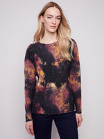 Charlie B Fall/Winter 2025-C2268Y-918A-Reversible Printed Raglan Sleeves Sweater-Ombre - The Coach Pyramids