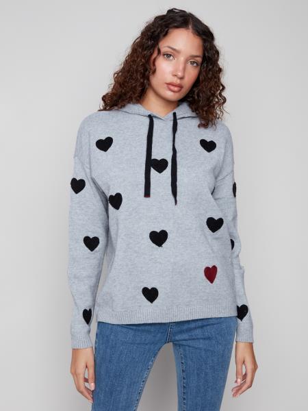 Charlie B Fall/Winter 2025-C2436Y-736A-Needle Punch Boucle Hoodie-H-Grey - The Coach Pyramids