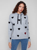 Charlie B Fall/Winter 2025-C2436Y-736A-Needle Punch Boucle Hoodie-H-Grey - The Coach Pyramids