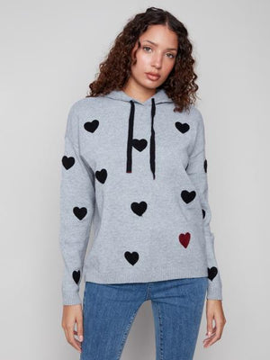 Charlie B Fall/Winter 2025-C2436Y-736A-Needle Punch Boucle Hoodie-H-Grey - The Coach Pyramids