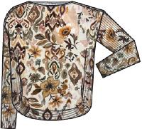 Charlie B Fall/Winter 2025-C2818P-464A-Printed Rounded Hem Sweater-Jacobean - The Coach Pyramids