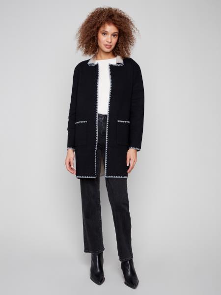 Charlie B Fall/Winter 2025-C2844-736A-Solid Reversible Cardigan-Black - The Coach Pyramids