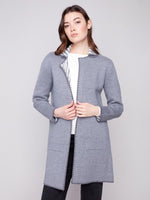 Charlie B Fall/Winter 2025-C2844P-736A-Jacquard Reversible Cardigan-H-Grey - The Coach Pyramids
