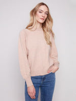Charlie B Fall/Winter 2025-C2850B-974A-Crew Neck Sweater W/Pearl Details-Camel - The Coach Pyramids