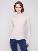 Charlie B Fall/Winter 2025-C2861-464A-Mock Neck Textured Sweater-Ballet - The Coach Pyramids