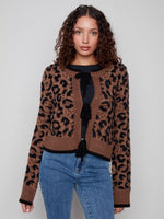 Charlie B Fall/Winter 2025-C2933-430C-Bow Tie Front Cardigan-Animal - The Coach Pyramids