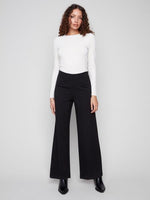 Charlie B Fall/Winter 2025-C5540R-633B-Pull On Wide Leg Pants-Black