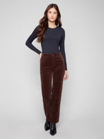 Charlie B Fall/Winter 2025-C5684-660B-Straight Leg Corduroy Pants-Mocha - The Coach Pyramids